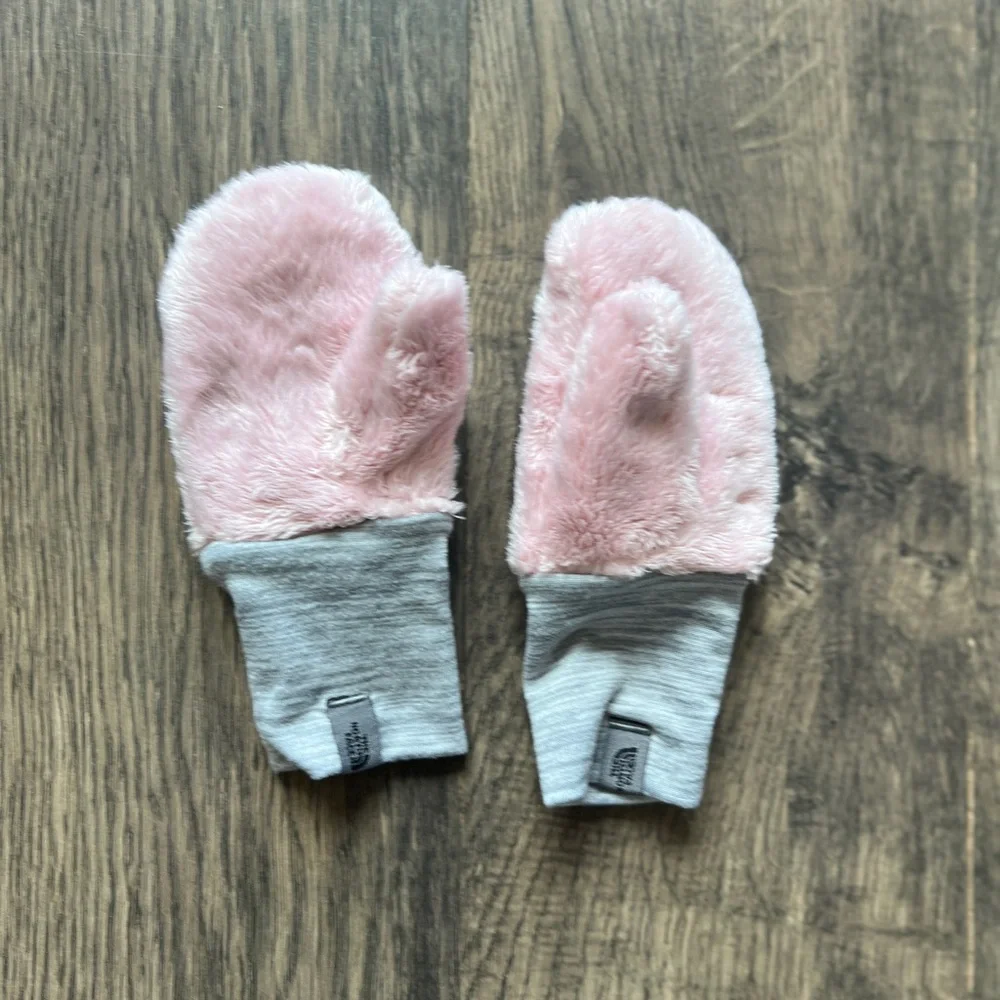 Cozy Pink and Gray Kids Mittens - The North Face